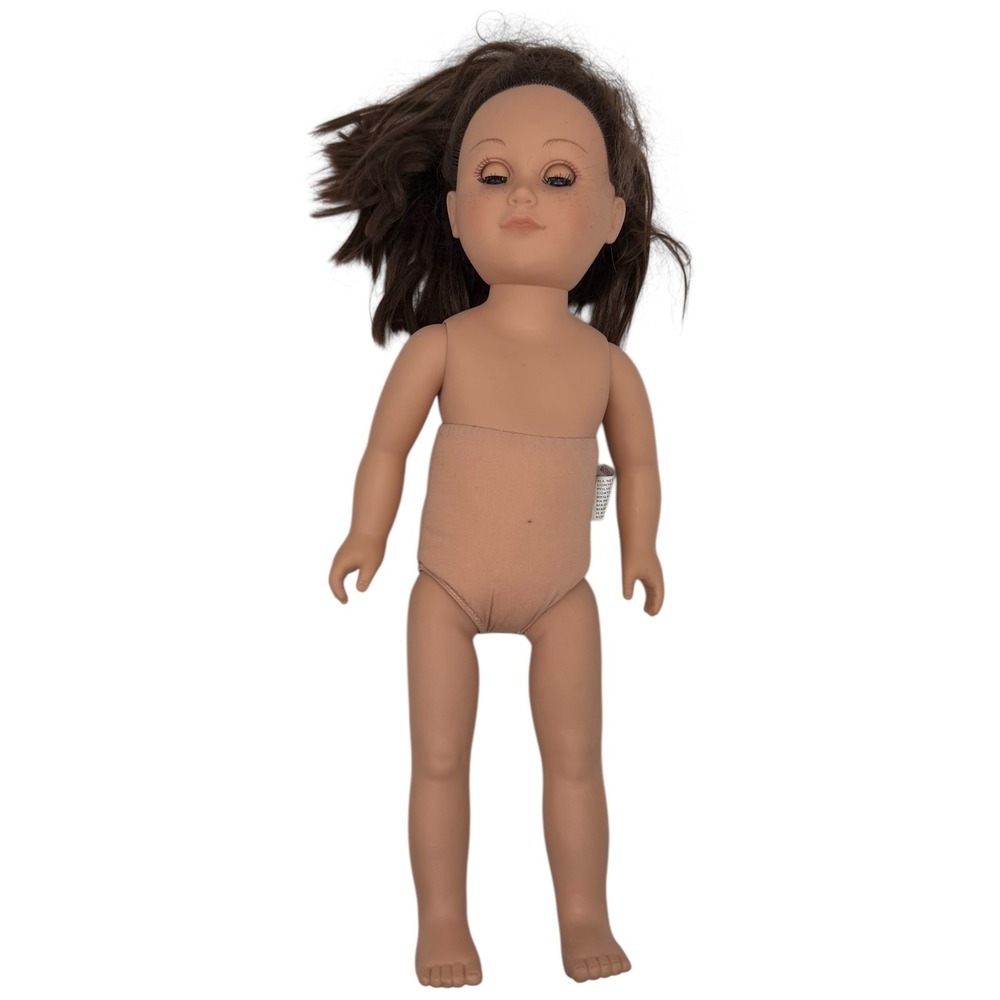 18" CITITOY Girl Doll Brown Hair‎ Freckles Sleep Eyes TLC Used